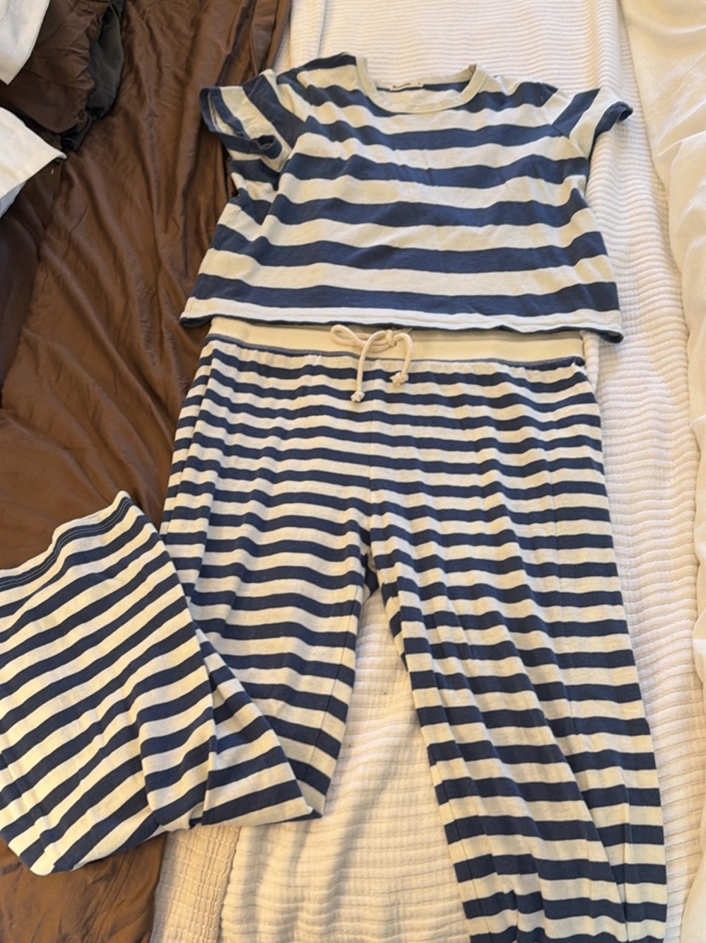 Marine layer Navy and Cream Striped Set - Soft Cotton size large in both